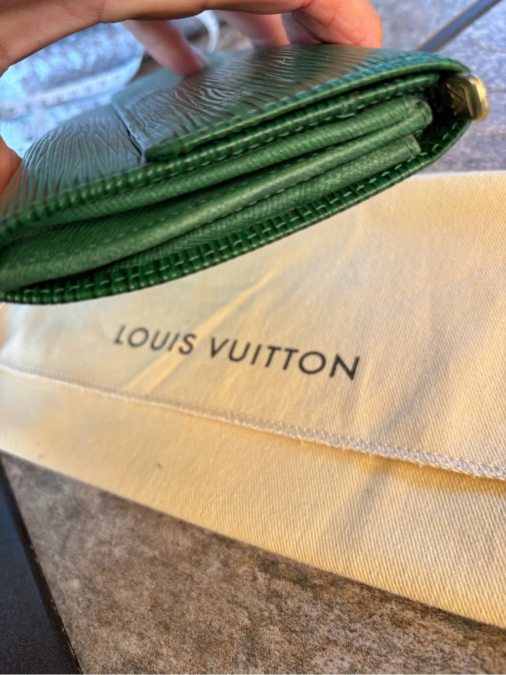 Louis Vuitton Emerald Green Epi Leather Clutch Wallet - Designer Style